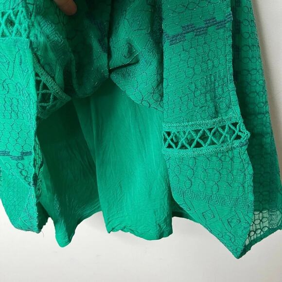 Free People Women Wherever You Go Mini Dress 0 Green Sleeveless Cut Outs Lace - Picture 8 of 13